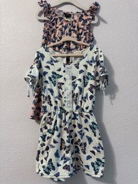 Girls Butterfly Romper Bundle (2 Rompers) – Size Fits Like (5/6) 🦋💗
